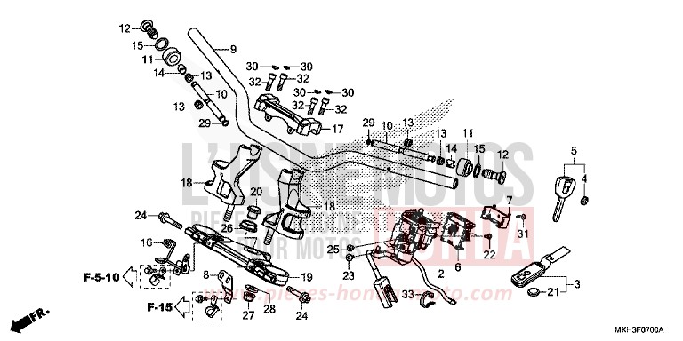 HANDLE PIPE/TOP BRIDGE for X-ADV 750 GRAND PRIX RED (R380) from 2018